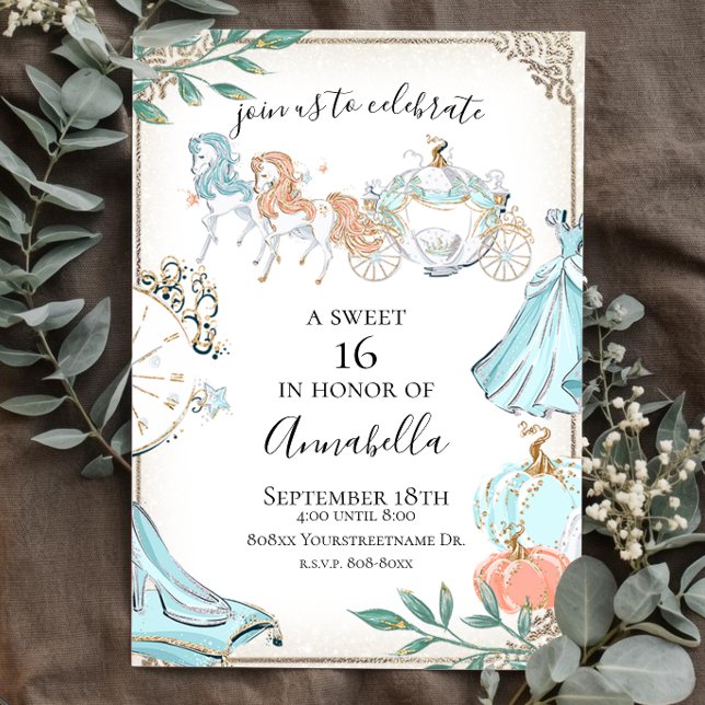 Glamorous Cinderella Fairy Tale Carriage Invitation (Creator Uploaded)