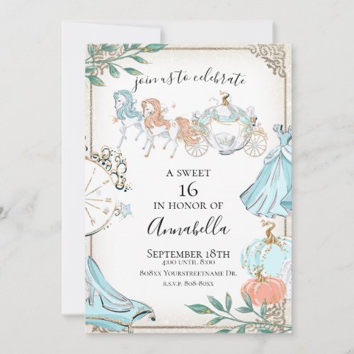 Glamorous Cinderella Fairy Tale Carriage Invitation
