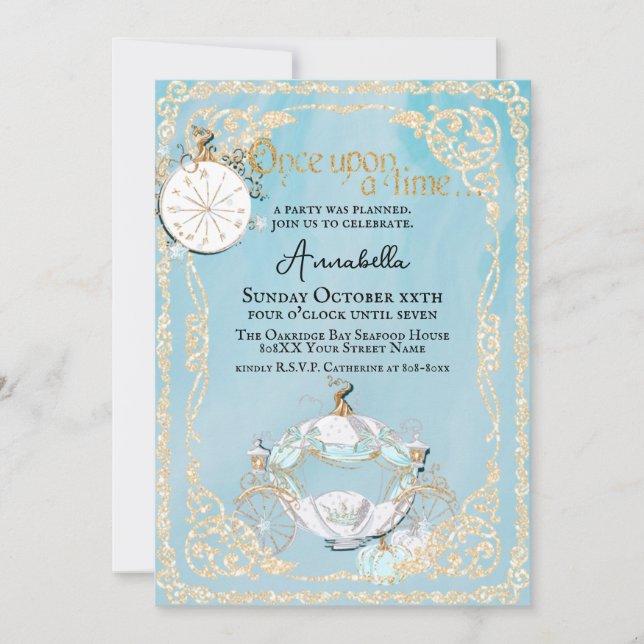 Glamorous Cinderella Fairytale Party Invitation (Front)