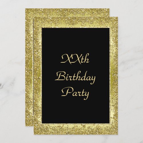 Glamorous Classy Gold  Black Birthday Invitation
