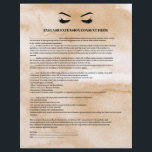 Glamorous Coffee  EYELASH EXTENSION CONSENT FORM Flyer<br><div class="desc">Eyelash Extensions Consent forms are perfect for your Lash Extension business. This modern and sophisticated consent form design features a glamorous , minimalistic illustration of a woman's eyelashes a title and a block where you can insert all your informed consent details on a luxury watercolor brown coffee background. Need help?...</div>