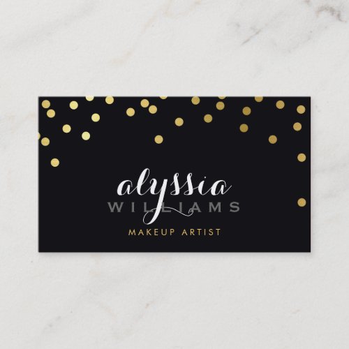 GLAMOROUS confetti shiny gold foil bold black Business Card