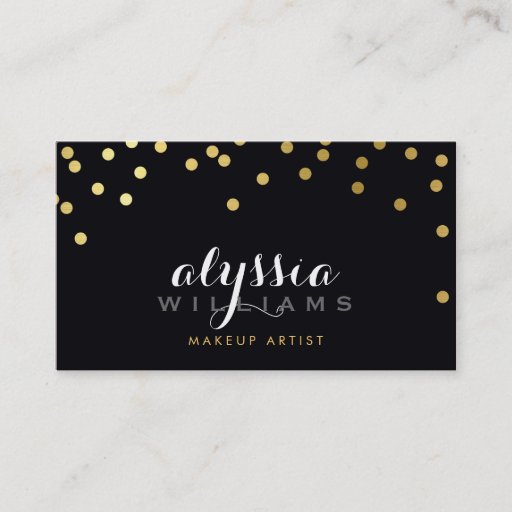 Customizable GLAMOROUS confetti shiny gold foil bold black Business Card