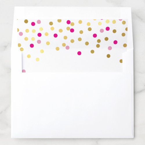 GLAMOROUS CONFETTI SPOTS fun party faux gold pink Envelope Liner