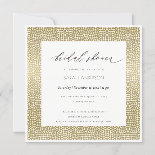 GLAMOROUS COPPER GOLD DOTS MOSAIC BRIDAL SHOWER INVITATION