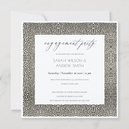 GLAMOROUS COPPER SILVER DOTS MOSAIC ENGAGEMENT INVITATION