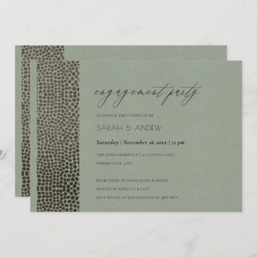 GLAMOROUS COPPER SILVER DOTS MOSAIC ENGAGEMENT INVITATION