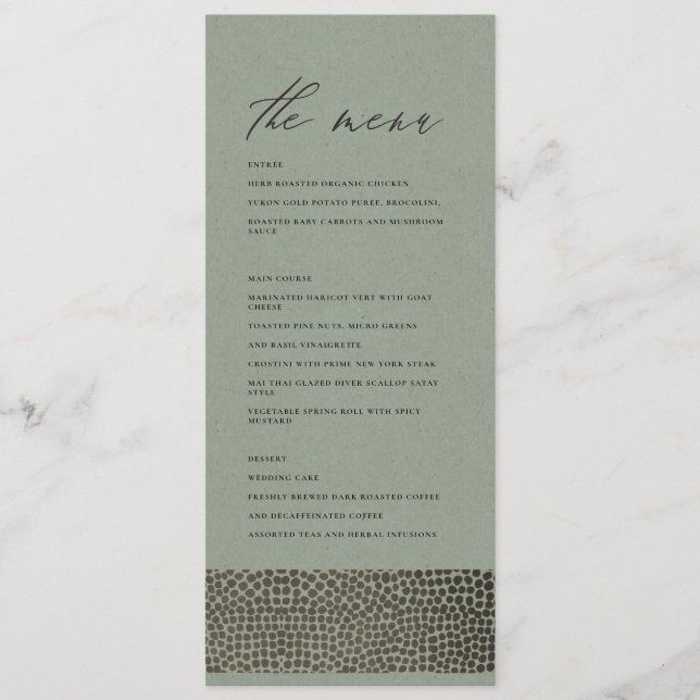 GLAMOROUS COPPER SILVER DOTS MOSAIC MENU (Front)