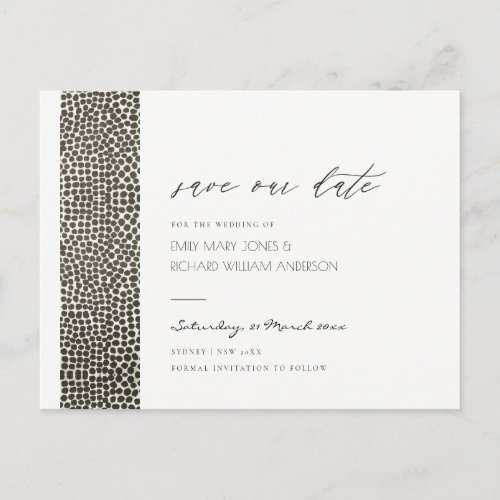 GLAMOROUS COPPER SILVER DOTS MOSAIC SAVE THE DATE ANNOUNCEMENT POSTCARD