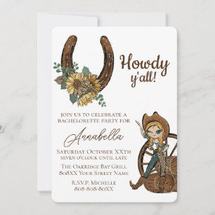 Glamorous Country Western Cowgirl Bachelorette Invitation