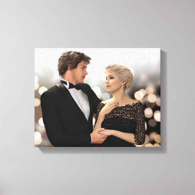 Glamorous Couple with Twinkling Bokeh Canvas Print (Front)