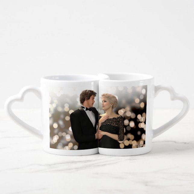 Glamorous Couple with Twinkling Bokeh - Lovers Mug (Front Nesting)