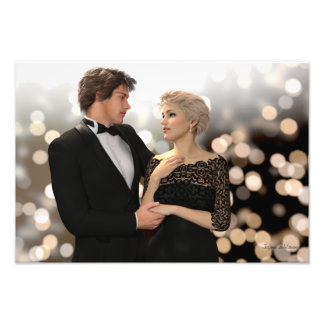 Glamorous Couple with Twinkling Bokeh Photo Print