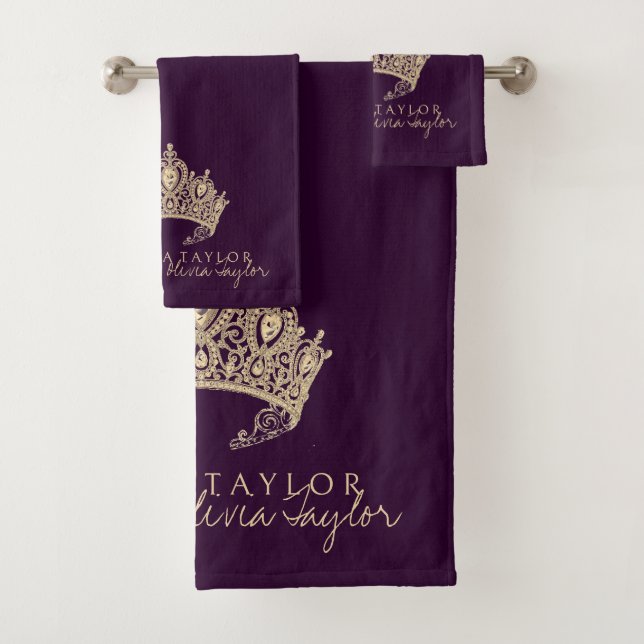 Glamorous Crimson Gold Personalized bath towel (Insitu)