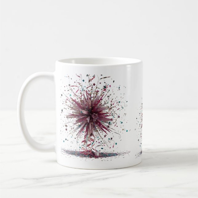 Glamorous Crystal Explosion Modern Black Classic  Coffee Mug (Left)