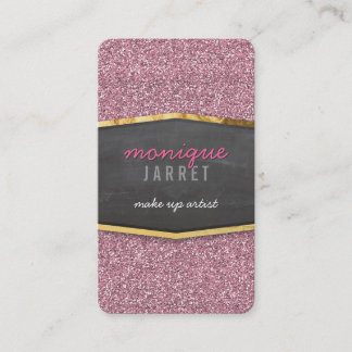 GLAMOROUS cute gold chalkboard panel glitter pink Business Card
