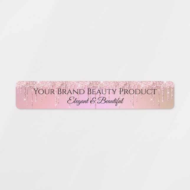 Glamorous Cute Pink Glitter Drips Beauty Product Labels (Design 1)