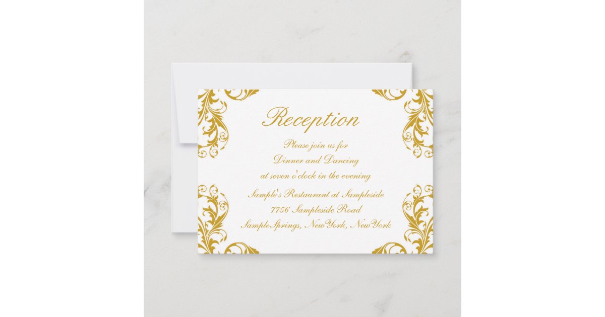 Glamorous Damask Wedding Reception Card | Zazzle