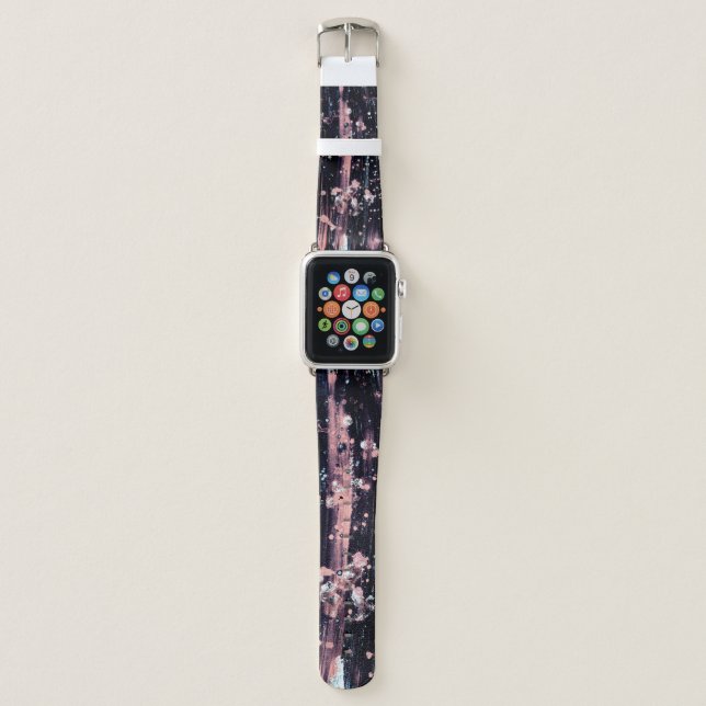 Glamorous Dark Grey Pink Spotlight Apple Watch Band (Front)