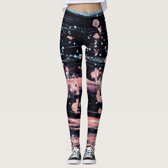 Glamorous Dark Grey Pink Spotlight Leggings (Front)