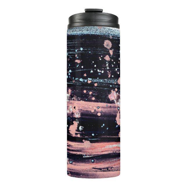 Glamorous Dark Grey Pink Spotlight Thermal Tumbler (Front)