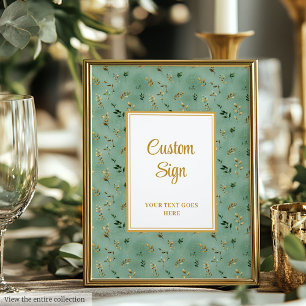 Glamorous Deep Green Gold Eucalyptus Custom Sign