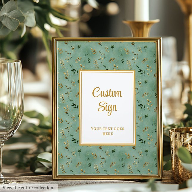 Glamorous Deep Green Gold Eucalyptus Custom Sign (Glamorous Deep Green Gold Eucalyptus Custom Sign)