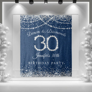 Glamorous Denim & Diamonds 30th Birthday Backdrop