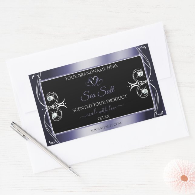 Glamorous Diamonds Black Blue Decor Product Labels (Envelope)