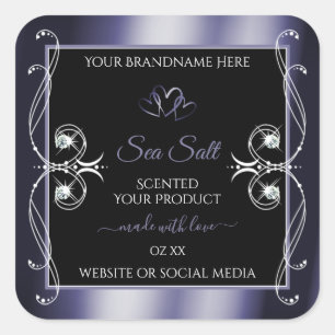 Glamorous Diamonds Black Blue Decor Product Labels