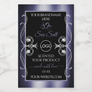 Glamorous Diamonds Black Blue Product Labels Logo
