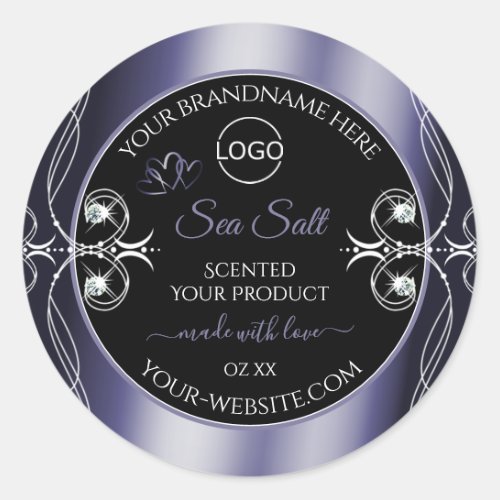 Glamorous Diamonds Black Blue Product Labels Logo