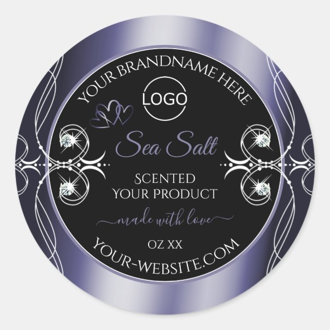 Glamorous Diamonds Black Blue Product Labels Logo (Front)