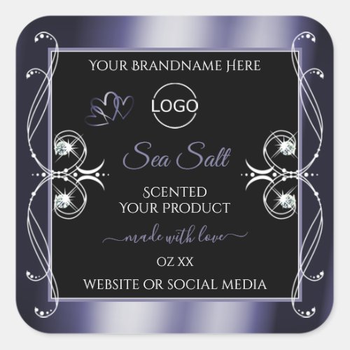 Glamorous Diamonds Black Blue Product Labels Logo