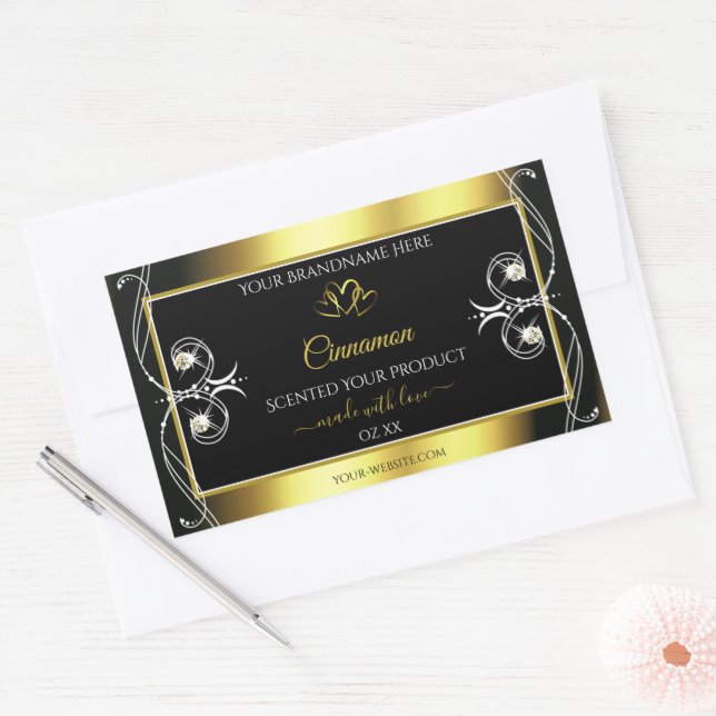 Glamorous Diamonds Black Gold Decor Product Labels (Envelope)