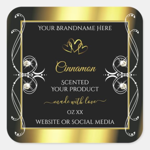 Glamorous Diamonds Black Gold Decor Product Labels