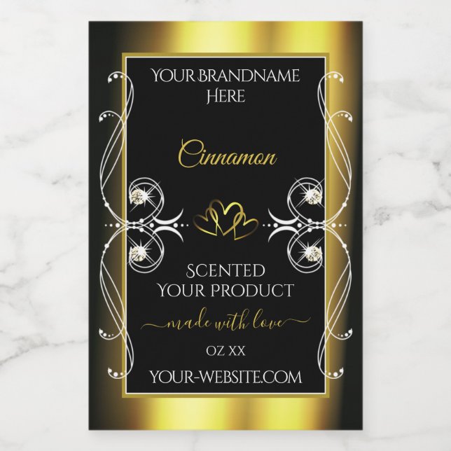 Glamorous Diamonds Black Gold Decor Product Labels (Single Label)