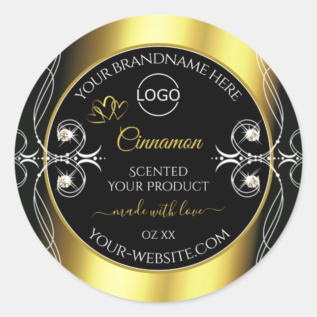 Glamorous Diamonds Black Gold Product Labels Logo (Front)