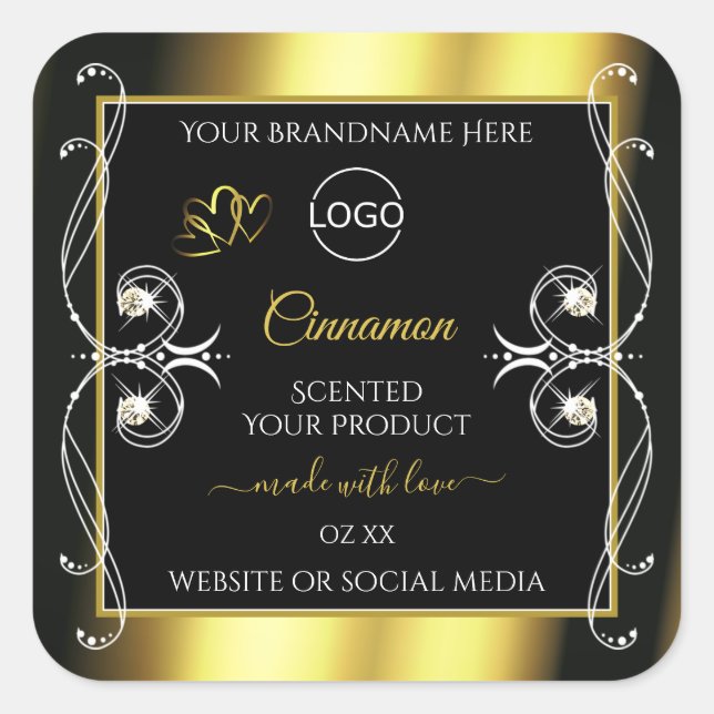 Glamorous Diamonds Black Gold Product Labels Logo (Front)
