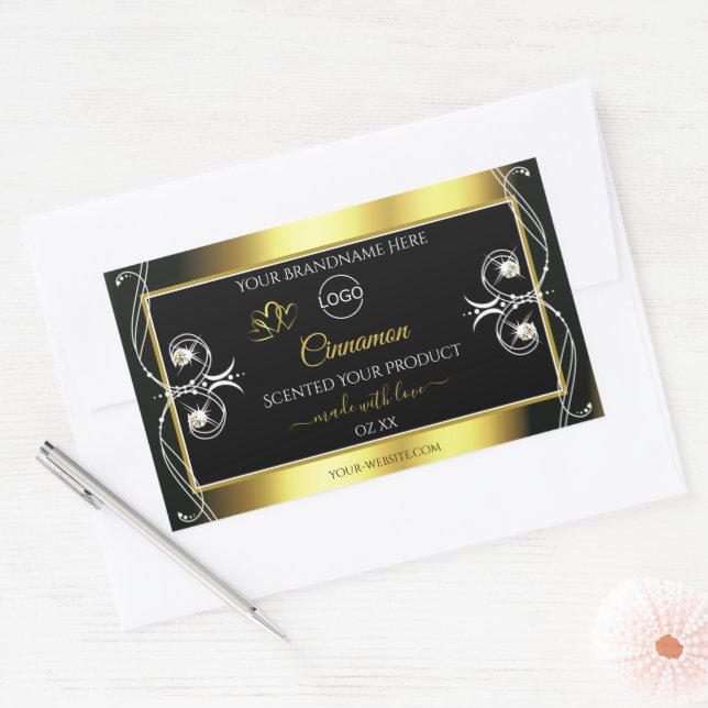 Glamorous Diamonds Black Gold Product Labels Logo (Envelope)