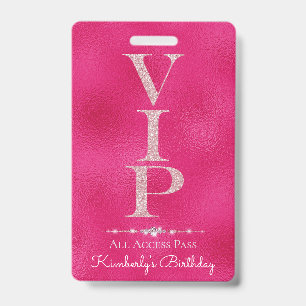 Glamorous Diamonds Pink Glitter VIP Loyalty Badge