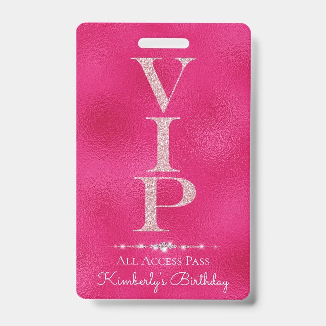 Glamorous Diamonds Pink Glitter VIP Loyalty Badge (Front)