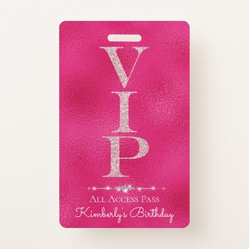 Glamorous Diamonds Pink Glitter VIP Loyalty Badge
