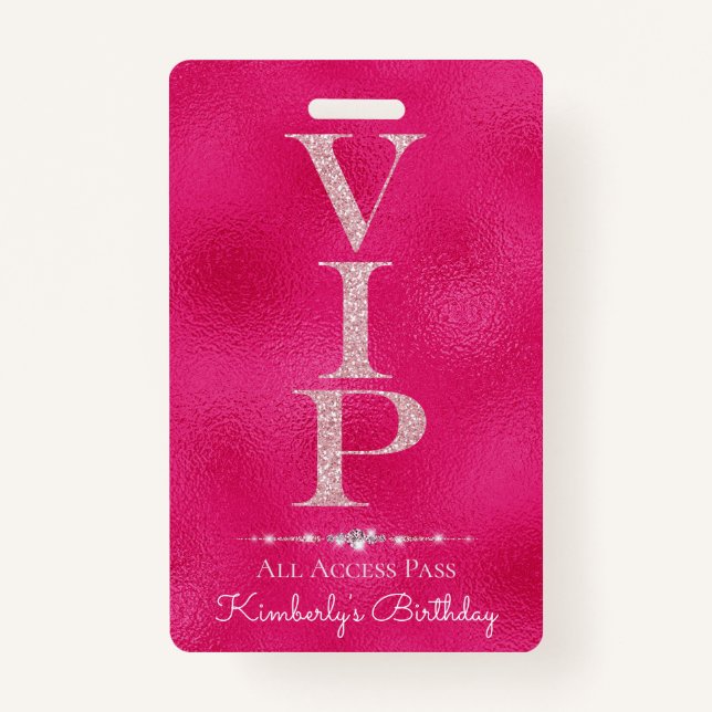 Glamorous Diamonds Pink Glitter VIP Loyalty Badge (Front)