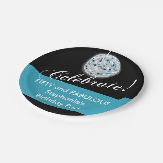Glamorous Disco Ball 50th Birthday Party Paper Plate