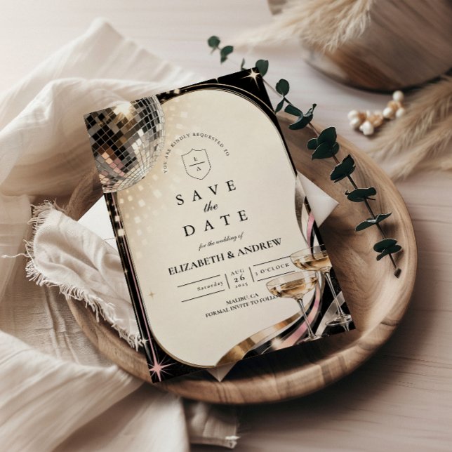 Glamorous Disco Retro Wedding Save The Date (Creator Uploaded)