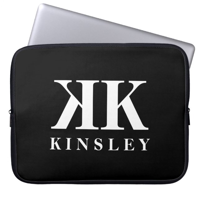 Glamorous double monogram name initial design laptop sleeve (Front)