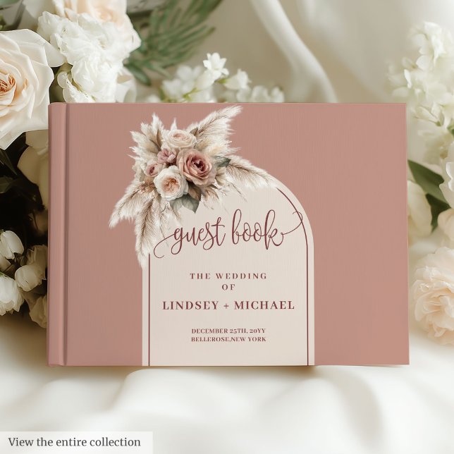 Glamorous Dusty Pink Pampas Arch Guest Book (Glamorous Dusty Pink Pampas Arch Guest Book)
