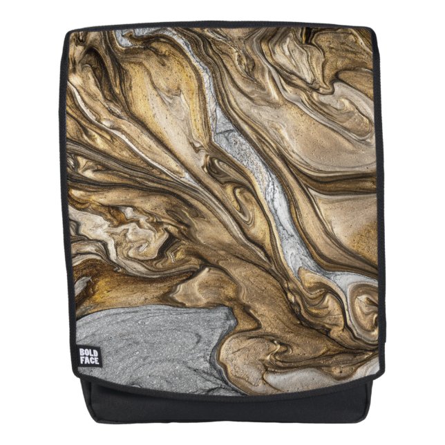 Glamorous Earthy Marble Swirl Pattern Backpack (Front)