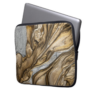 Glamorous Earthy Marble Swirl Pattern Laptop Sleeve